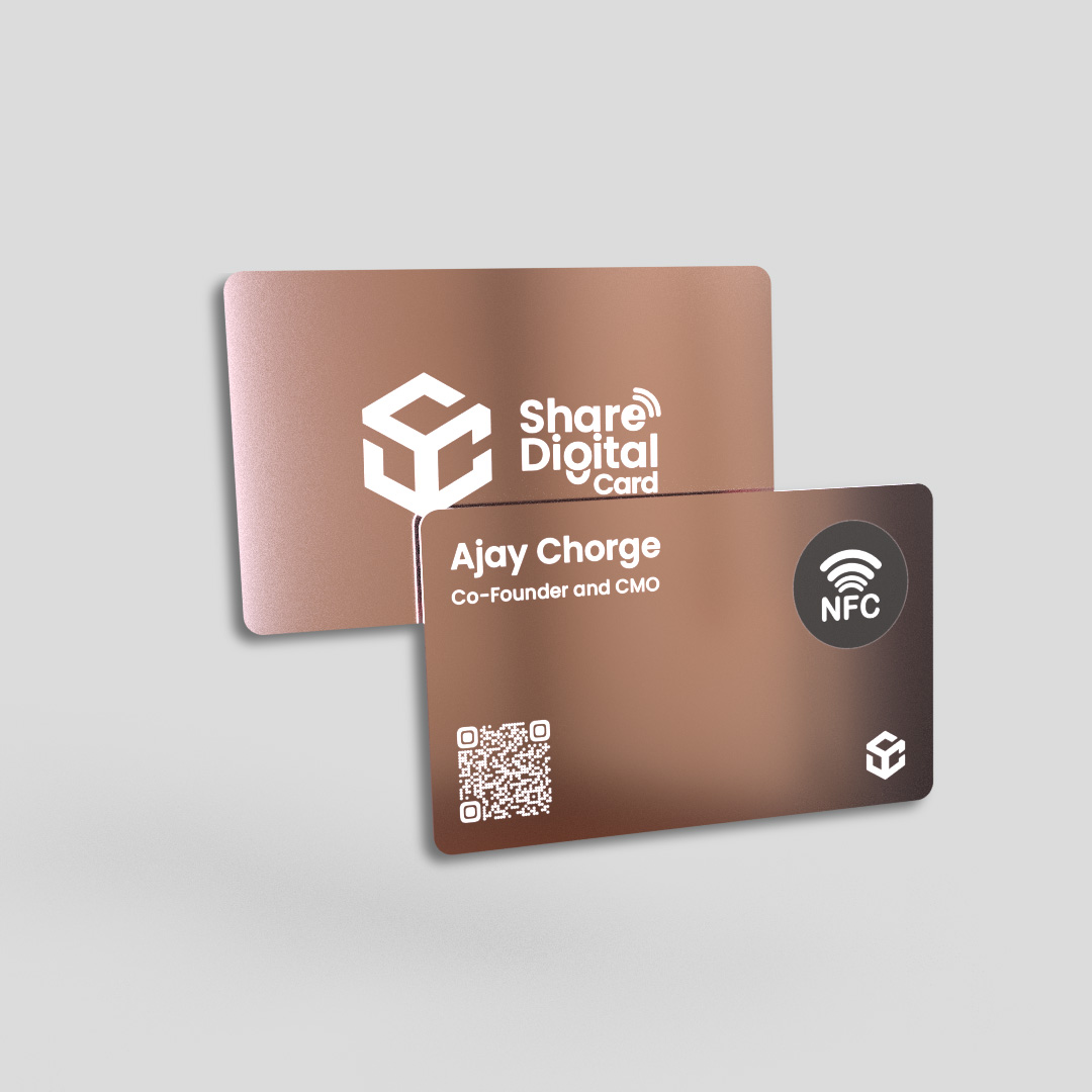 Rose Gold Glossy Metal NFC Card | Share Digital Card